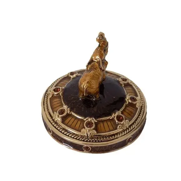 St. John Home lidded candle elephant rhinestones NEW in box - Picture 6 of 7